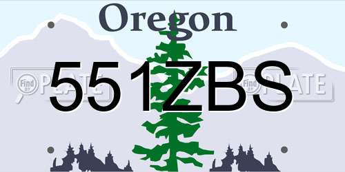 551ZBS Oregon License Plate