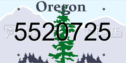 5520725 Oregon License Plate