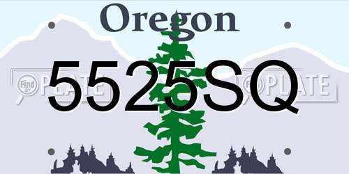 5525SQ Oregon License Plate