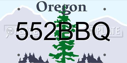 552BBQ Oregon License Plate