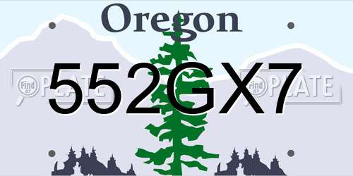 552GX7 Oregon License Plate