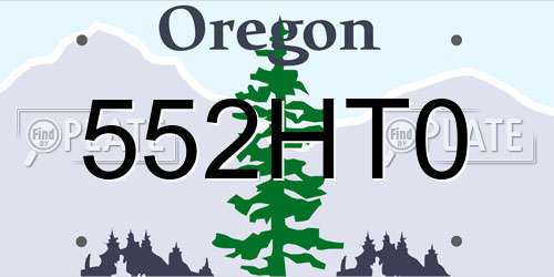 552HT0 Oregon License Plate