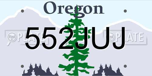 552JUJ Oregon License Plate
