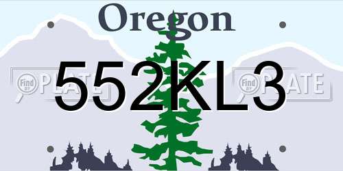 552KL3 Oregon License Plate