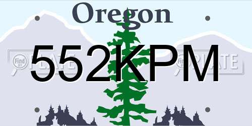 552KPM Oregon License Plate