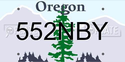 552NBY Oregon License Plate