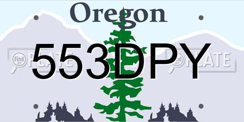 553DPY Oregon License Plate