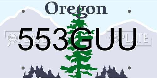 553GUU Oregon License Plate