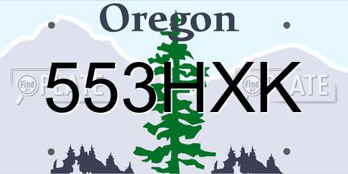 553HXK Oregon License Plate