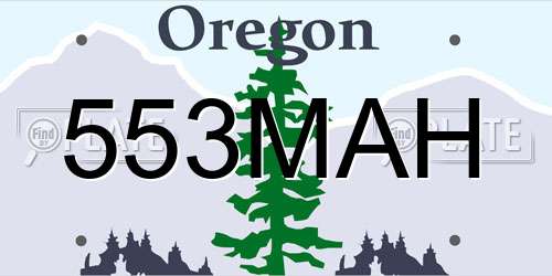 553MAH Oregon License Plate