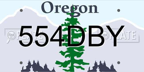 554DBY Oregon License Plate