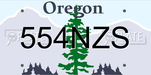 554NZS Oregon License Plate