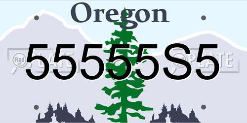 55555S5 Oregon License Plate