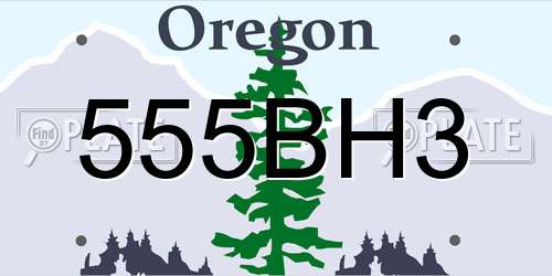 555BH3 Oregon License Plate
