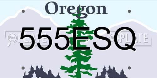 555ESQ Oregon License Plate