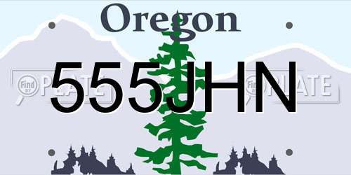 555JHN Oregon License Plate