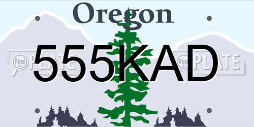 555KAD Oregon License Plate