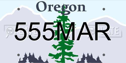 555MAR Oregon License Plate