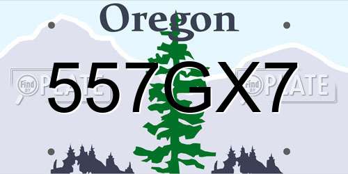 557GX7 Oregon License Plate