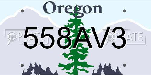 558AV3 Oregon License Plate