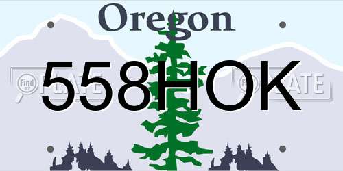 558HOK Oregon License Plate