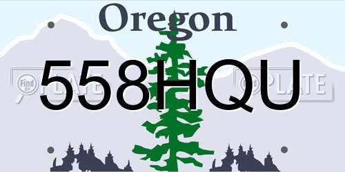 558HQU Oregon License Plate
