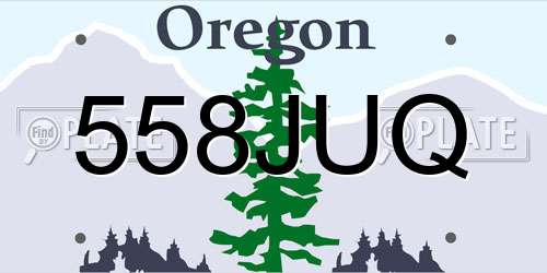 558JUQ Oregon License Plate