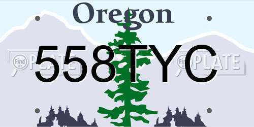 558TYC Oregon License Plate