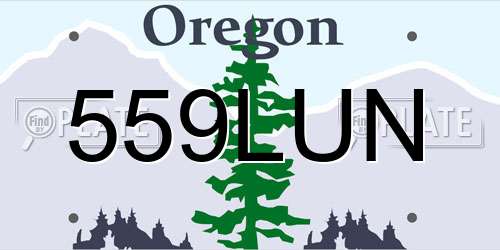 559LUN Oregon License Plate