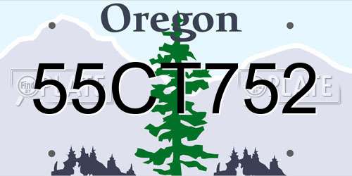 55CT752 Oregon License Plate