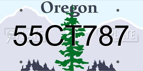 55CT787 Oregon License Plate