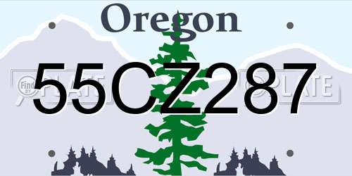 55CZ287 Oregon License Plate
