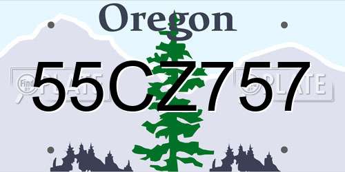 55CZ757 Oregon License Plate