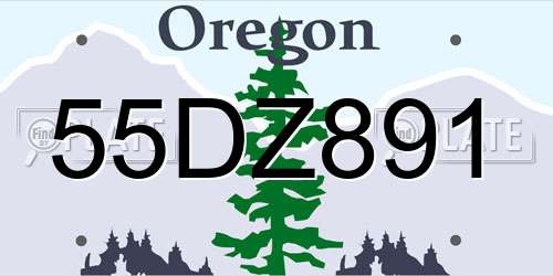 55DZ891 Oregon License Plate