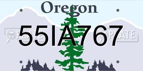 55IA767 Oregon License Plate
