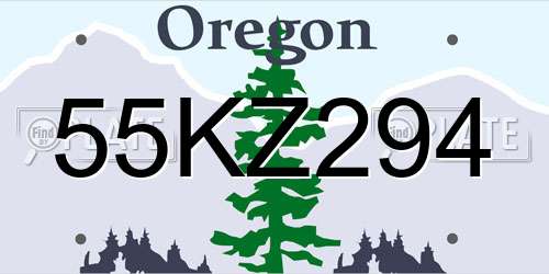 55KZ294 Oregon License Plate
