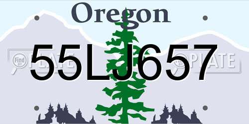 55LJ657 Oregon License Plate