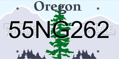 55NG262 Oregon License Plate
