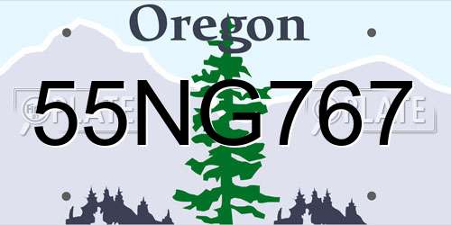55NG767 Oregon License Plate