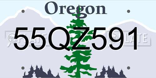55QZ591 Oregon License Plate