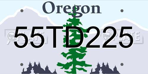 55TD225 Oregon License Plate