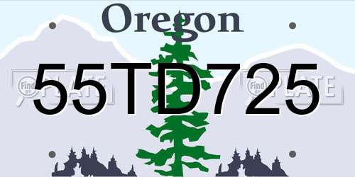 55TD725 Oregon License Plate