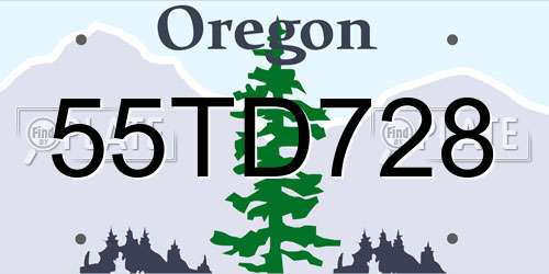 55TD728 Oregon License Plate