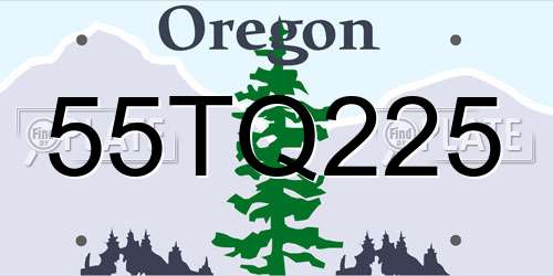 55TQ225 Oregon License Plate