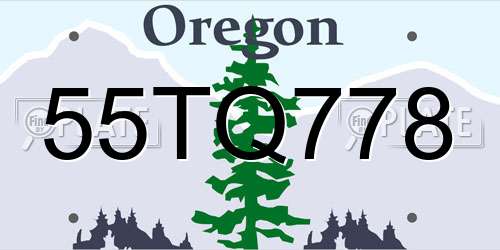 55TQ778 Oregon License Plate