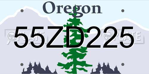 55ZD225 Oregon License Plate