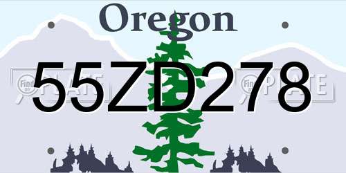 55ZD278 Oregon License Plate