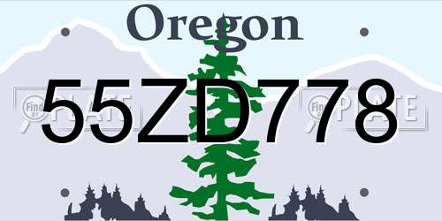 55ZD778 Oregon License Plate