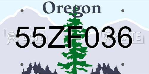 55ZF036 Oregon License Plate