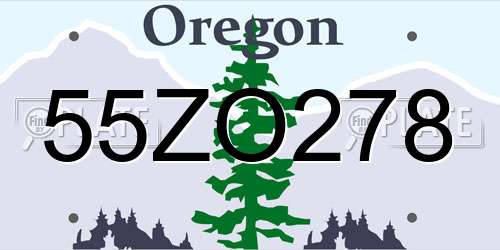 55ZO278 Oregon License Plate